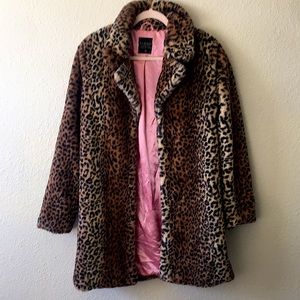 Ci Sono Faux Fur Leopard Print Coat